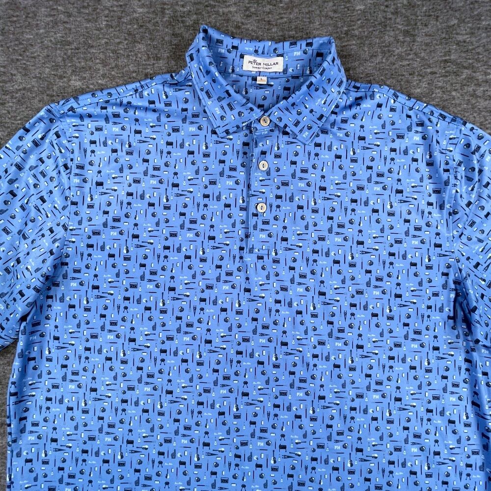 Peter Millar Landmark Tailgate Polo Large Blue Dallas Country Club Golf Shirt - Picture 4 of 12